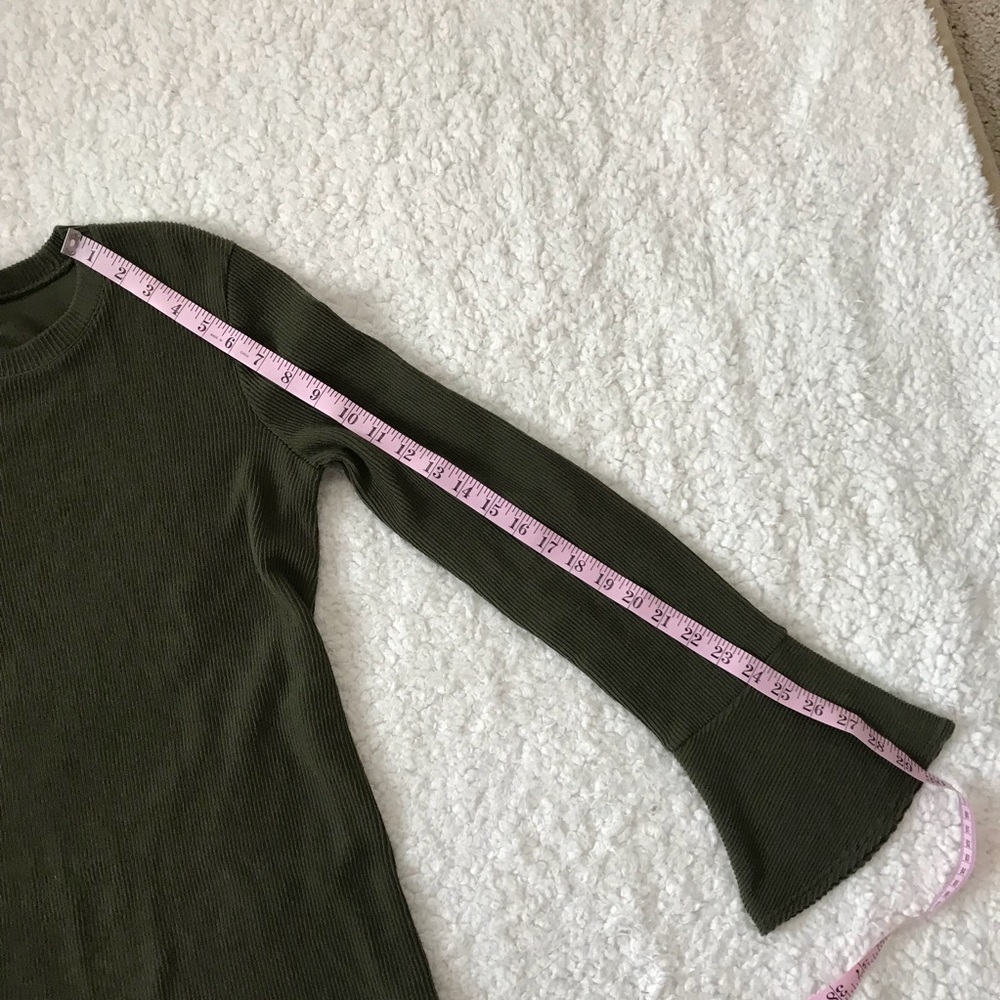 Madewell Ruffle Cuff Ribbed Top Bell Sleeves L - Picture 6 of 7